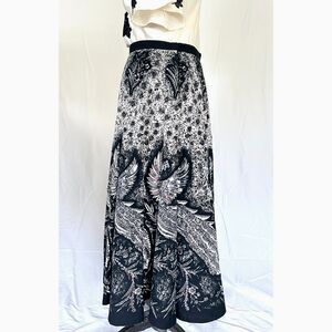 Artsy Block Printed and Sequin Embroidered Black and White Circled Skirt